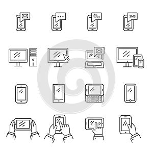 Set of icons modern technology and communication