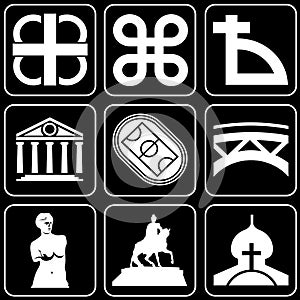 Set of icons (monuments, ancient)