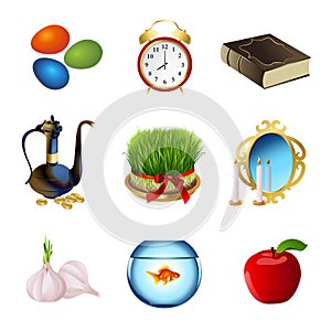 Set icons for Nowruz holiday. Iranian new year. Vector illustration. photo