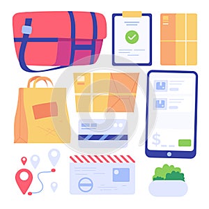 Set of icons for online shopping. Flat style vector illustration for web design.
