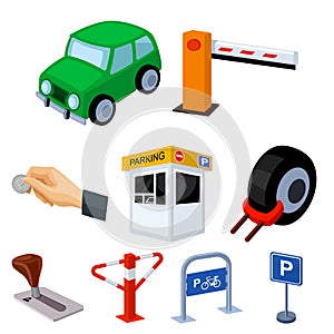 A set of icons for parking cars and bicycles.