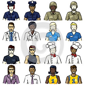 Set of job-related people icons