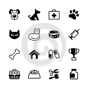 Set icons - pets, vet clinic, veterinary medicine