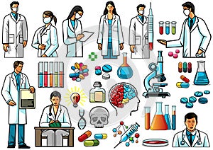 Set of Icons for the Pharmaceutical and Pharmacy