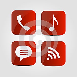 Set of icons - phone, wifi, music note and message icons