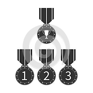 Set of icons for prize medals. Simple design