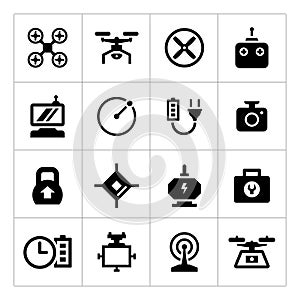 Set icons of quadrocopter, hexacopter, multicopter and drone photo