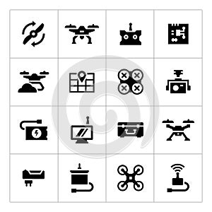 Set icons of quadrocopter, hexacopter, multicopter and drone photo