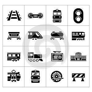 Set icons of railroad and train photo