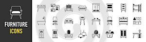 Set of furniture icons collection.