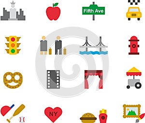 Set of icons related to New York
