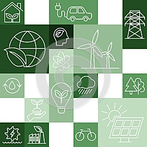 Set of icons related to renewable energy sources. Energy sources. Graphics used for banners and advertising