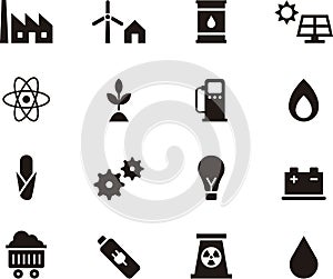 Set of icons relating to energy
