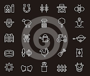 Set of icons relating to farming