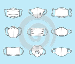 Set of icons of safety breathing masks