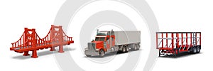 Set of icons for service of international transportation. Delivery of goods from USA