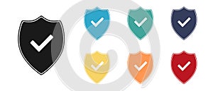 Set of icons. Shield with check mark, mark. Web design