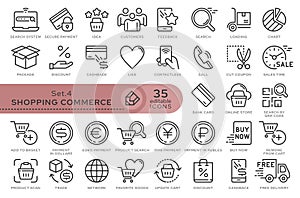set icons shopping commerce 04