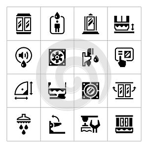 Set icons of shower cabin