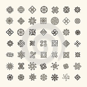 Set of icons with Slavic pagan symbols for your design