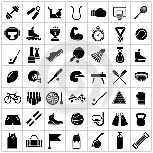Set icons of sports and fitness equipment