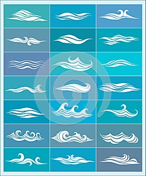 Set icons, stylized waves