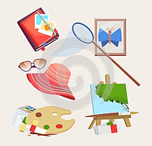 Set of icons for summer activities