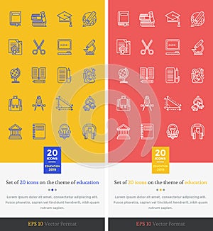 Set Icons Theme of Education and Learning