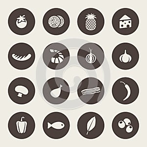 Set of icons on a theme food