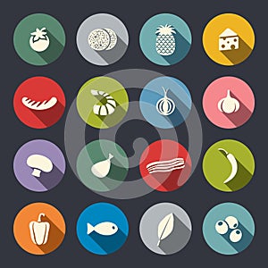 Set of icons on a theme food