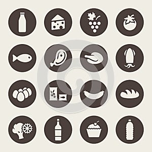 Set of icons on a theme food