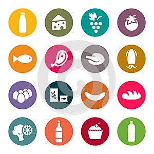 Set of icons on a theme food