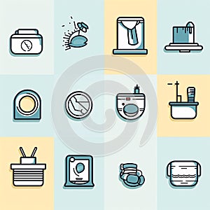 Set of icons on the theme of household appliances. Vector illustration