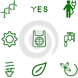 A set of icons on a topic of ecology .