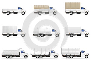 Set icons trucks semi trailer vector illustration