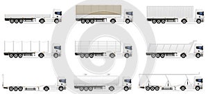 Set icons trucks semi trailer vector illustration