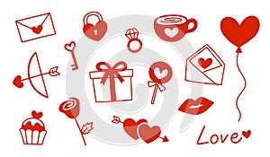 Set of icons for  for Valentine`s day theme.