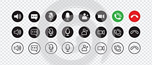 Set of icons for video conferencing, instant messengers. Vector illustration, eps 10