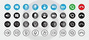 Set of icons for video conferencing, instant messengers. Vector illustration. eps 10
