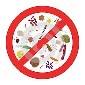 A set of icons for viral bacteria. Cartoon illustration. Microorganisms of the Bacillus. Stop germs. Vector