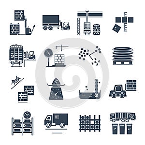 Set of icons warehousing, storage of goods