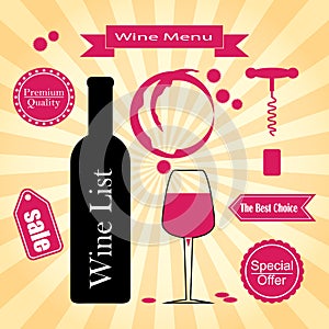 Set of icons for wine, wineries, restaurants and