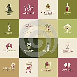 Un conjunto compuesto por iconos vino 