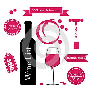 Set of icons for wine, wineries, restaurants and wine shops