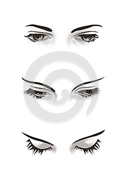 Set of Illustrated eyes black and white