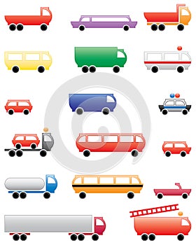 Set of illustrated vehicles