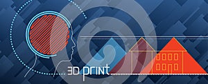 Set illustration about 3d printing, printer, filament, g-cod, modeling, prototype, background