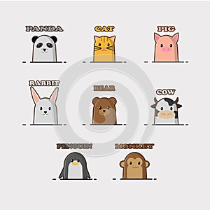 set illustration simple cute animals vector