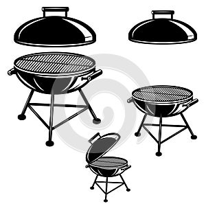 Set of illustrations of bbq grill. Design element for emblem, sign, menu