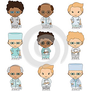 Set Illustrations medical personnel, doctor, nurse, health, medicine